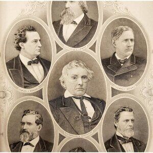 1884 Former Confederate Members Steel Engraving Victorian Wellstood Blaine DWSS7